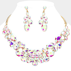 Multi Stone Bubble Cluster Evening Necklace