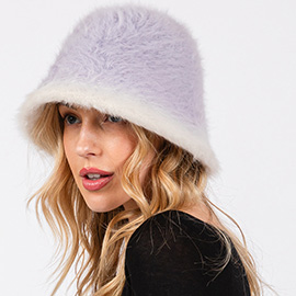 Gradient Color Fuzzy Bucket Hat