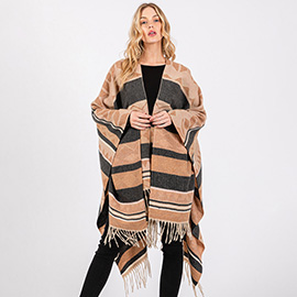 Aztec Pattern Fringe Ruana Poncho