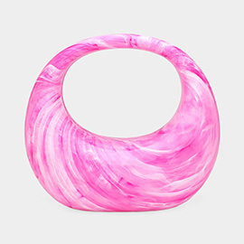 Marbled Acrylic Crescent Hand Bag