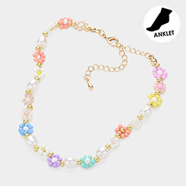 Flower Pearl Beaded Anklet