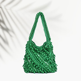 Beads Embellished Mini Bucket Bag