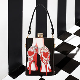 Lady High Heels Printed Top Handle Mini Bag / Crossbody Bag