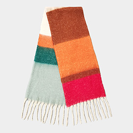 Multi Stripe Cozy Scarf with Fringe