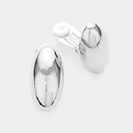 Metal Oval Clip On Earrings