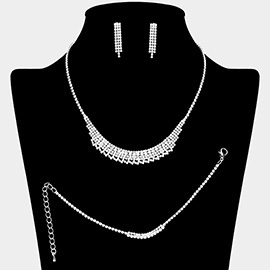 Rhinestone Paved Collar Necklace Jewelry Set