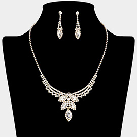 Marquise Stone Pointed Rhinestone Paved Necklace