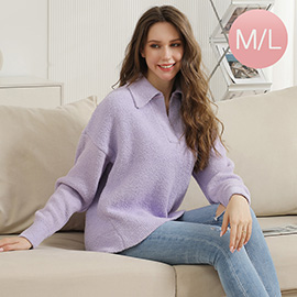 Medium/Large - Solid Collar Pullover Sweater