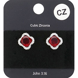 Cubic Zirconia Floral Stud Earrings