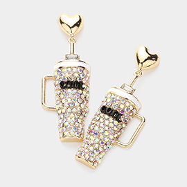 Bling Studded Cool Tumbler Dangle Earrings