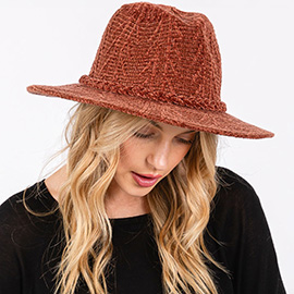 Chenille Pattern Fedora Hat with Braided Band