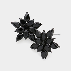 Teardrop Stone Cluster Flower Stud Evening Earrings