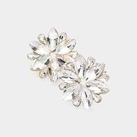 Marquise Stone Cluster Flower Evening Earrings