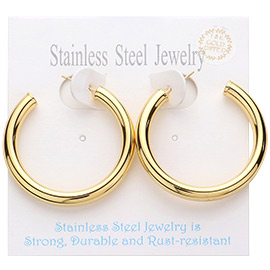 18K Gold Dipped Stainless Steel Hoop Earrings