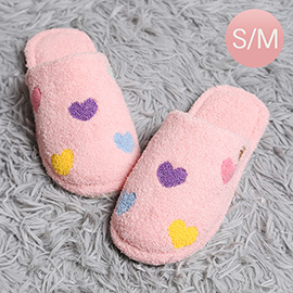 Hearts Embroidered Soft Home Indoor Floor Slippers