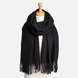 Solid Oblong Scarf with Tassels