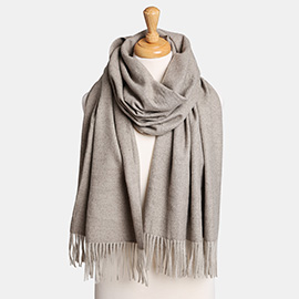 Solid Oblong Scarf with Tassels