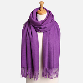 Solid Oblong Scarf with Tassels