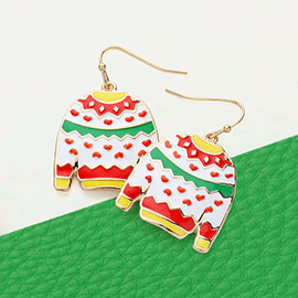 Enamel Christmas Sweater Dangle Earrings