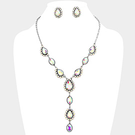 Teardrop Stone Cluster Link Y Shaped Western Necklace