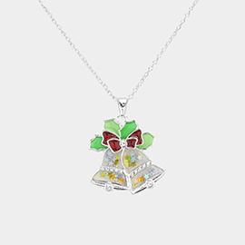 Enamel Chrismas Jingle Bell Pendant Necklace