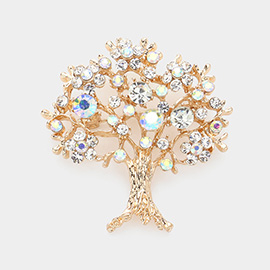 Stone Embellilshed Tree Pin Brooch