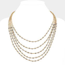 Faceted Beaded Multi Layered Strand Necklace