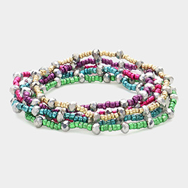 5PCS - Faceted Beaded Multi Layered Stretch Bracelets