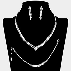 Rhinestone Paved V Shaped Jewelry Set