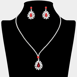 Teardrop CZ Stone Pointed Pendant Rhinestone Paved Necklace