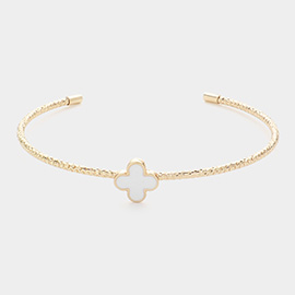 Enamel Quatrefoil Pointed Cuff Bracelet