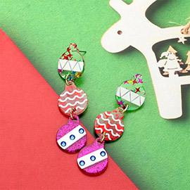 Glittered Resin Christmas Ornament Link Dropdown Earrings