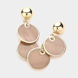 Mother Of Pearl Disc Link Dangle Earrings