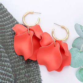 Colored Petal Cluster Dangle Hoop Earrings