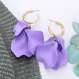 Colored Petal Cluster Dangle Hoop Earrings