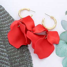 Colored Petal Cluster Dangle Hoop Earrings