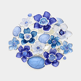 Colored Metal Flower Magnetic Brooch