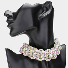 Bling Studded Chunky Evening Choker Necklace