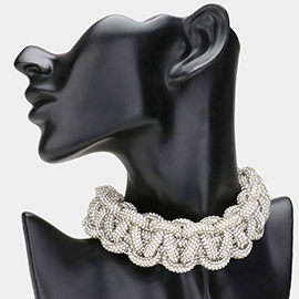 Bling Studded Chunky Evening Choker Necklace