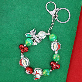 Christmas Charm Beaded Stretchable Keychain