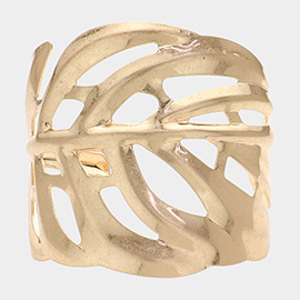 Metal Cutout Tropical Leaf Cuff Bracelet