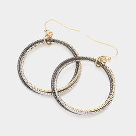 Triple Textured Metal Hoop Dangle Earrings