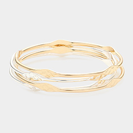 4PCS - Textured Metal Pointed Multi Layered Bangle Bracelets