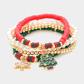 4PCS - Christmas Charms Pointed Stretch Multi Layered Bracelets