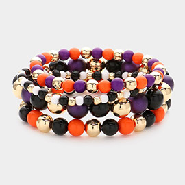 4PCS - Coloful Beaded Stretch Multi Layered Bracelets