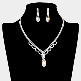 Marquise Stone Pointed Rhinestone Paved Necklace