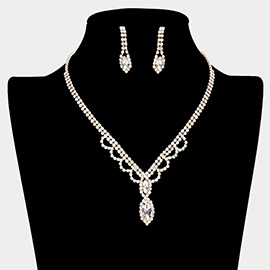 Marquise Stone Pointed Rhinestone Paved Necklace