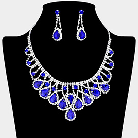 Teardrop Stone Embellished Rhinestone Paved Collar Necklace