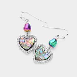 Abalone Heart Dangle Earrings