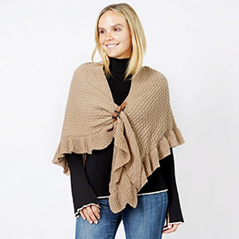 Ruffle Edge Knit Shawl